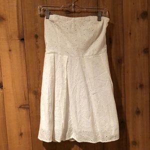 Strapless white dress floral